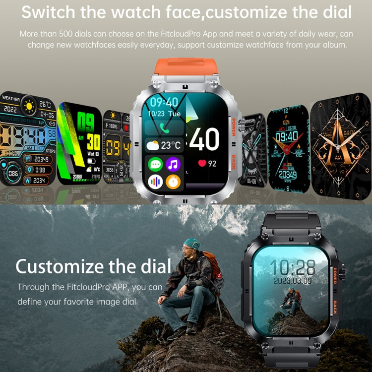 K57 Pro 1.96 Inch Bluetooth Call Music Weather Display Water-resistant Smart Watch, Color: Silver Leather