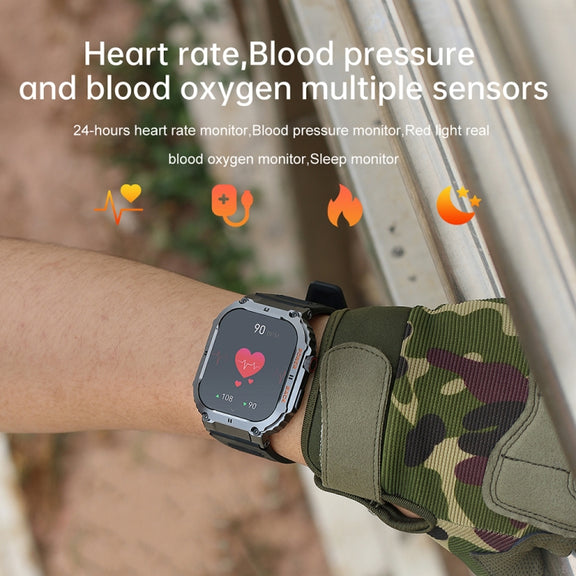K57 Pro 1.96 Inch Bluetooth Call Music Weather Display Water-resistant Smart Watch, Color: Silver Leather