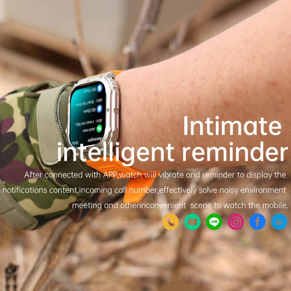K57 Pro 1.96 Inch Bluetooth Call Music Weather Display Water-resistant Smart Watch, Color: Silver Leather