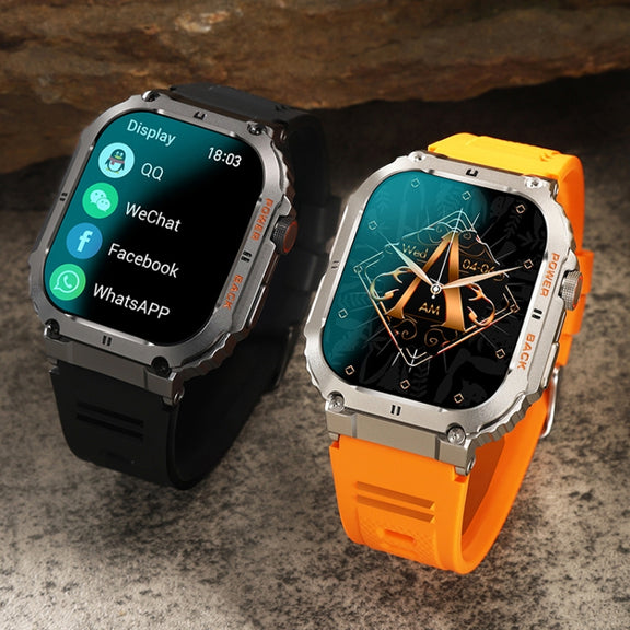 K57 Pro 1.96 Inch Bluetooth Call Music Weather Display Water-resistant Smart Watch, Color: Silver Leather
