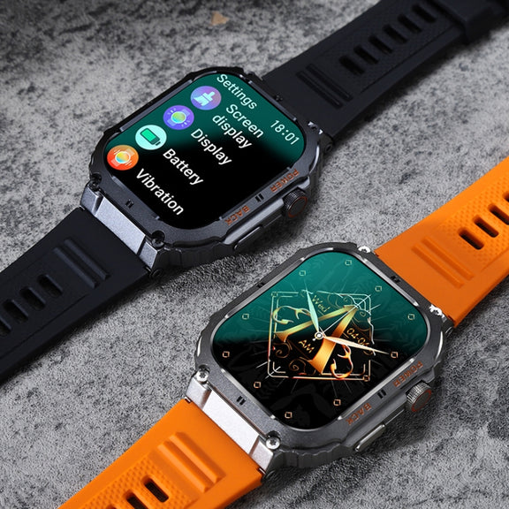 K57 Pro 1.96 Inch Bluetooth Call Music Weather Display Water-resistant Smart Watch, Color: Silver Leather