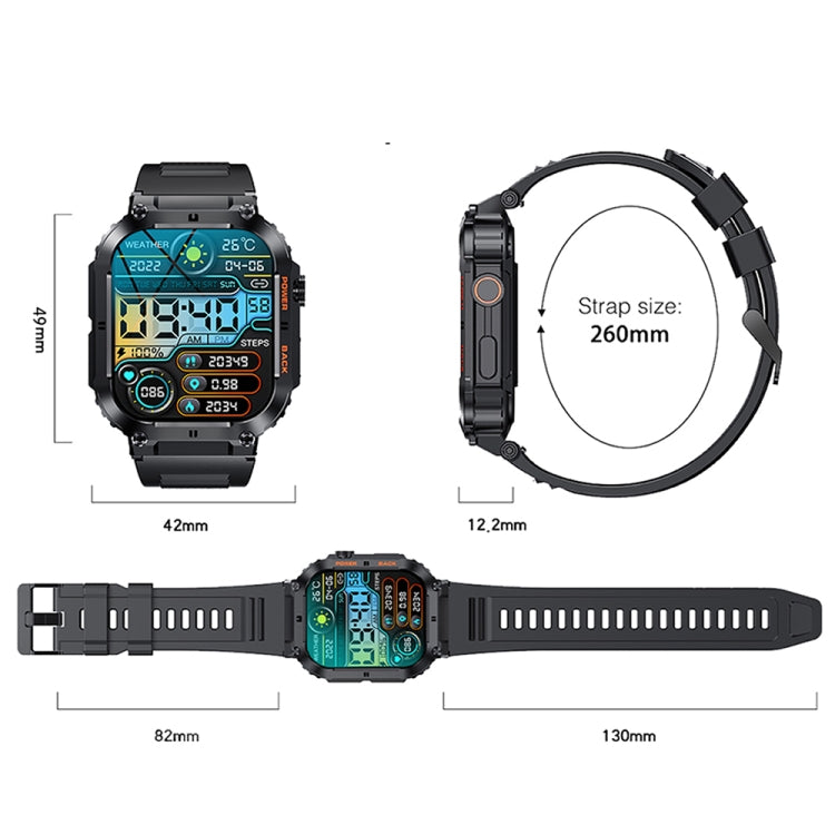 K57 Pro 1.96 Inch Bluetooth Call Music Weather Display Water-resistant Smart Watch, Color: Silver Leather