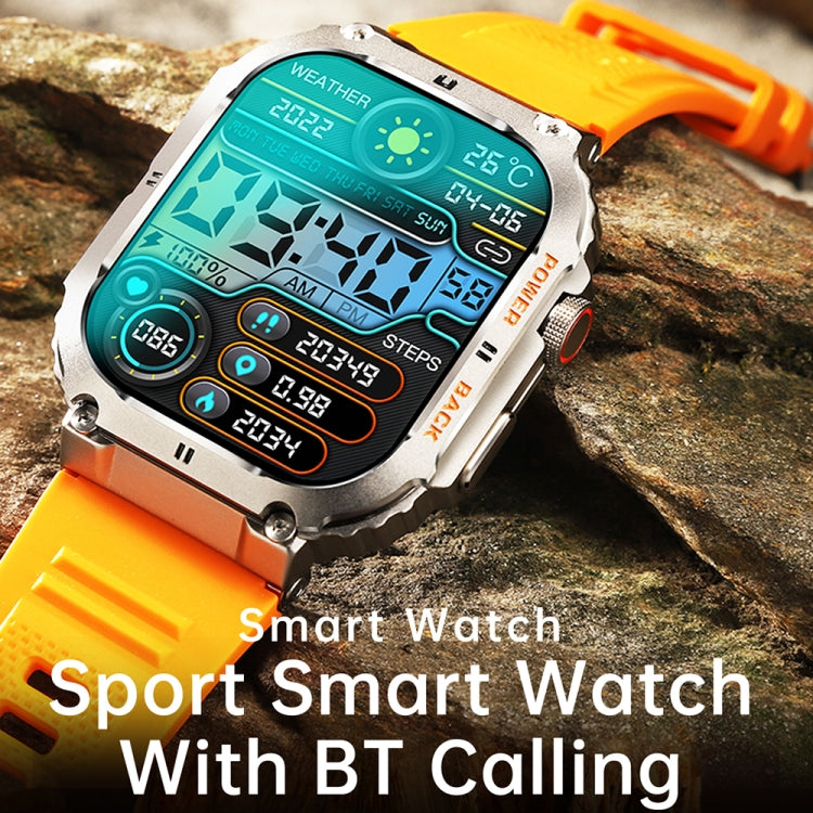 K57 Pro 1.96 Inch Bluetooth Call Music Weather Display Water-resistant Smart Watch, Color: Silver Leather