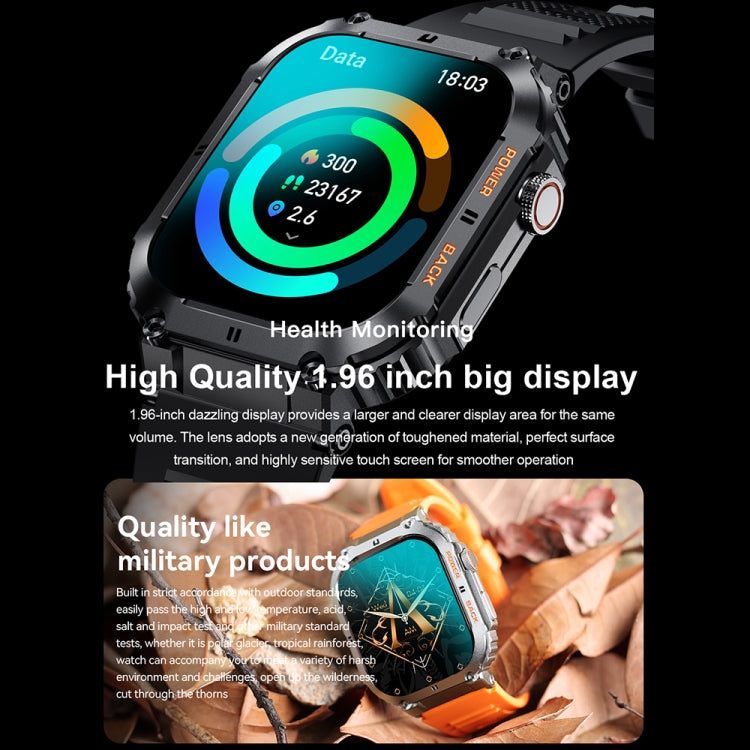 K57 Pro 1.96 Inch Bluetooth Call Music Weather Display Water-resistant Smart Watch, Color: Silver Leather