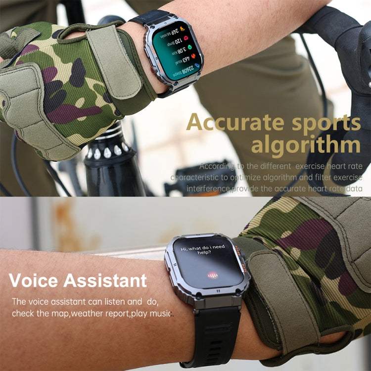 K57 Pro 1.96 Inch Bluetooth Call Music Weather Display Water-resistant Smart Watch, Color: Silver Leather