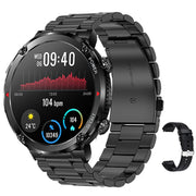 T30 1.6-inch Outdoor Sports Water-resistant Smart Music Bluetooth Call Watch, Color: Black Steel+Silicone