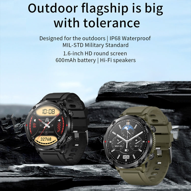T30 1.6-inch Outdoor Sports Water-resistant Smart Music Bluetooth Call Watch, Color: Dark Green