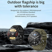 T30 1.6-inch Outdoor Sports Water-resistant Smart Music Bluetooth Call Watch, Color: Black Steel+Silicone