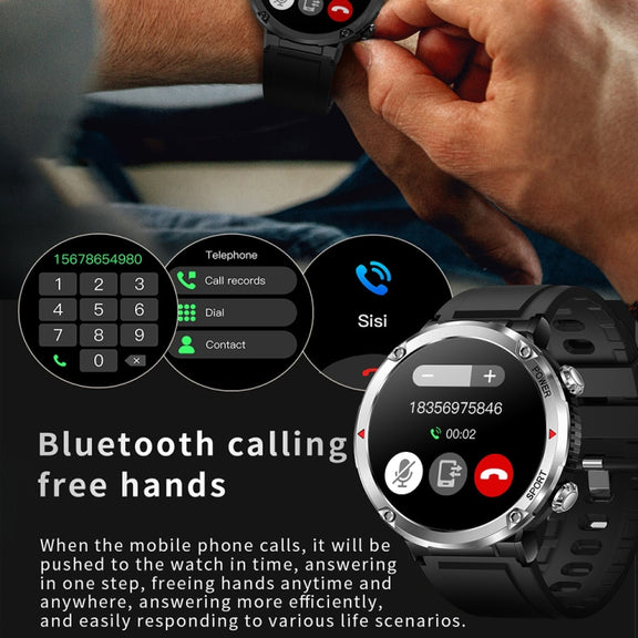 T30 1.6-inch Outdoor Sports Water-resistant Smart Music Bluetooth Call Watch, Color: Dark Green