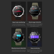 T30 1.6-inch Outdoor Sports Water-resistant Smart Music Bluetooth Call Watch, Color: Black Steel+Silicone