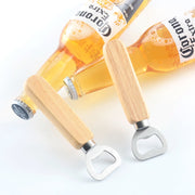 2 PCS Stainless Steel Beer Bottle Opener with Rubber Wood Handle Creative Gift Soda Bottle Driver
