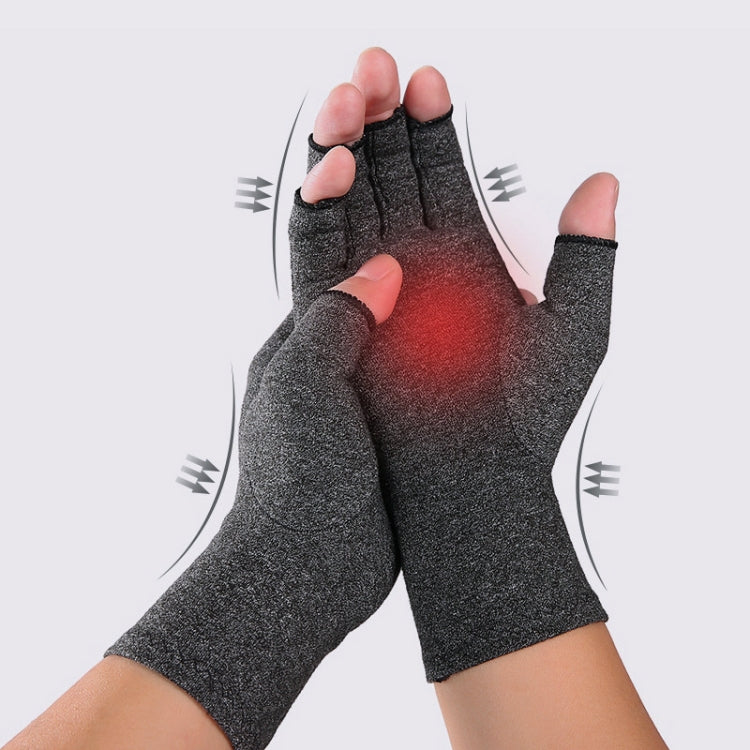 Black Fiber A Pair Sports Breathable Health Care Half Finger Gloves Rehabilitation Training Arthritis Pressure Gloves, Size:M - Safety Gloves by PMC TechLife | Online Shopping South Africa | PMC TechLife
