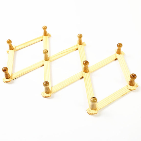Solid Wooden Retractable Wall Hanging Folding Coat Rack Drying Rack