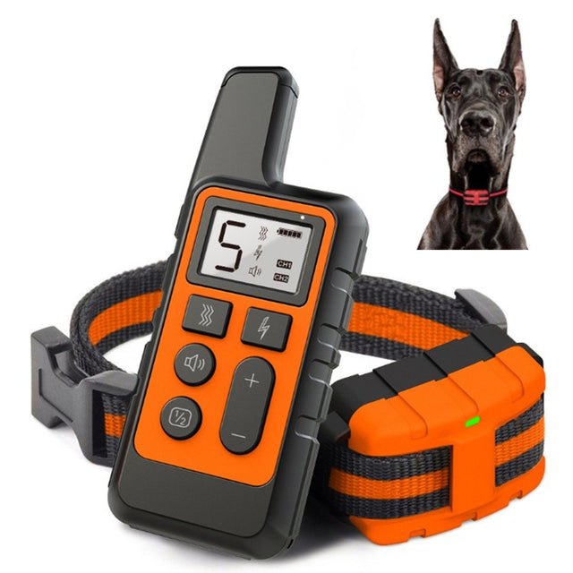 500m Dog Training Bark Stopper Remote Control Electric Shock Water-resistant Electronic Collar(Orange)