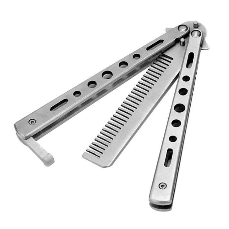 Salon Stainless Steel Practice Comb Practice Knife (Uncut) Butterfly Comb(Silver) - free shipping - PMC TechLife - Order now!