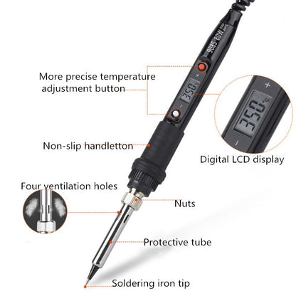 908S 80W LCD Thermostat Soldering Iron Constant Temperature Soldering Iron, Plug Type:US Plug(Black) - free shipping - PMC Jewellery - Order now!