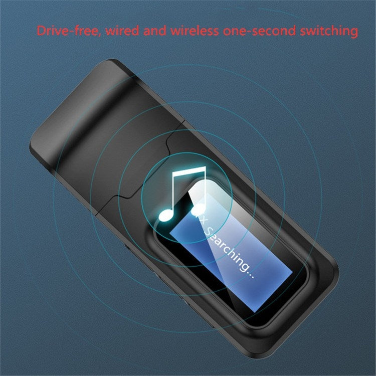 2 in 1 Bluetooth 5.0 Adapter USB Drive-free Wireless Audio Transmitter Receiver with LCD Display - Audio Receiver Transmitter by PMC TechLife | Online Shopping South Africa | PMC TechLife