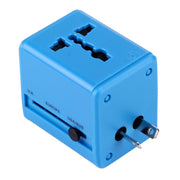 World-Wide Universal Travel Concealable Plugs Adapter with & Built-in Dual USB Ports Charger for US, UK, AU, EU(Blue)