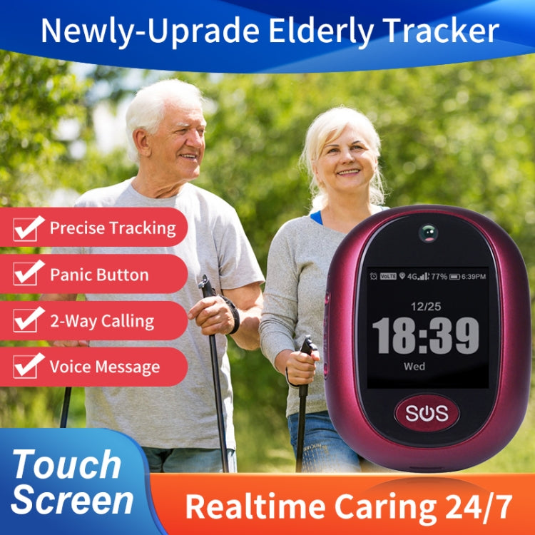 REACHFAR RF-V45-A Mini Touch Screen GPS Smart Tracker Pendant, Support SOS / Camera / Health Management / Video Calling / 4G LTE, For Asia/Europe/Africa / Australia(Wine Red) - free shipping - PMC Jewellery - Order now!