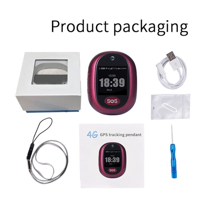 REACHFAR RF-V45-A Mini Touch Screen GPS Smart Tracker Pendant, Support SOS / Camera / Health Management / Video Calling / 4G LTE, For Asia/Europe/Africa / Australia(Wine Red) - free shipping - PMC Jewellery - Order now!