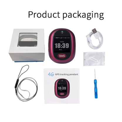 REACHFAR RF-V45-A Mini Touch Screen GPS Smart Tracker Pendant, Support SOS / Camera / Health Management / Video Calling / 4G LTE, For Asia/Europe/Africa / Australia(Wine Red) - free shipping - PMC Jewellery - Order now!