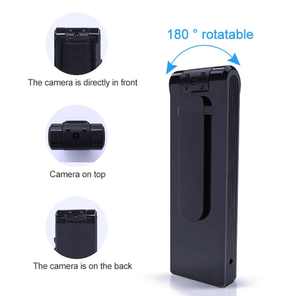 B19 Back Clip Design 1080P HD Camera Video Recorder, Support Motion Detection / Infrared Night Vision /180 Degrees Rotation Camera / TF Card / OTG