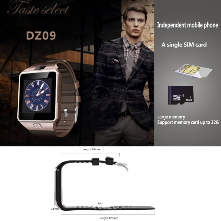 DZ09 1.56 inch Screen Bluetooth 3.0 Android 4.1 OS Above Smart Watch Phone with Bluetooth Call & Call Reminder & Sleep Monitor & Pedometer & Sedentary Reminder & Calendar & SMS & Audio and Video Player & Anti-loss Function(Black) - Smart Watches by PMC TechLife | Online Shopping South Africa | PMC TechLife | Buy Now Pay Later Mobicred