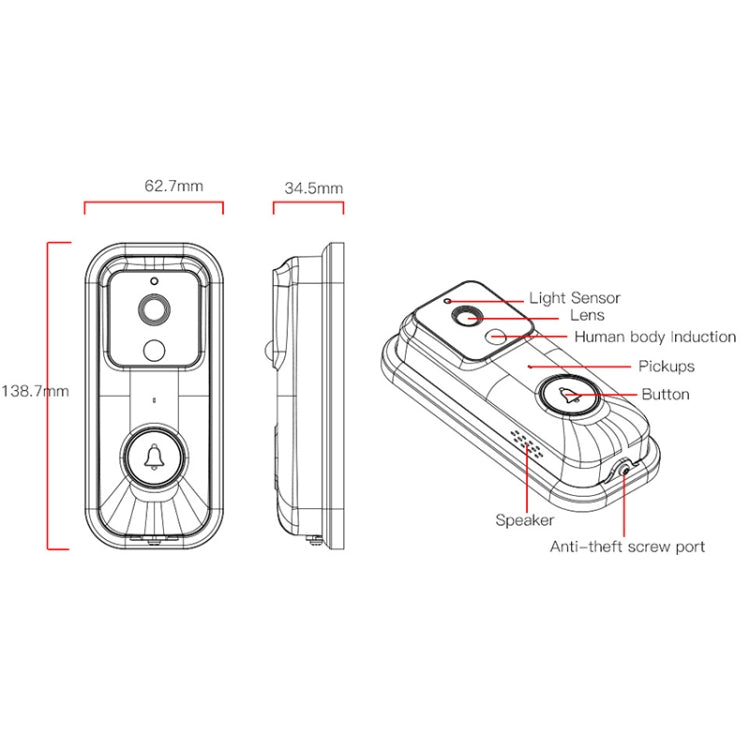Anytek B60 720P Smart WiFi Video Visual Doorbell, Support APP Remote & PIR Detection & TF Card(White) - free shipping - PMC Jewellery - Order now!