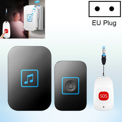 CACAZI C86 Wireless SOS Pager Doorbell Old man Child Emergency Alarm Remote Call Bell, EU Plug(Black) - free shipping - PMC Jewellery - Order now!