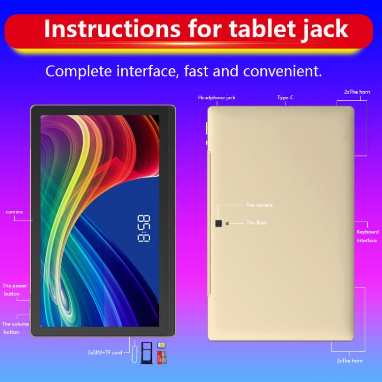 M101 4G LTE Tablet PC, 14.1 inch, 4GB+128GB, Android 8.1 MTK6797 Deca Core 2.1GHz, Dual SIM, Support GPS, OTG, WiFi, BT(Gold) - Others by PMC TechLife | Online Shopping South Africa | PMC TechLife