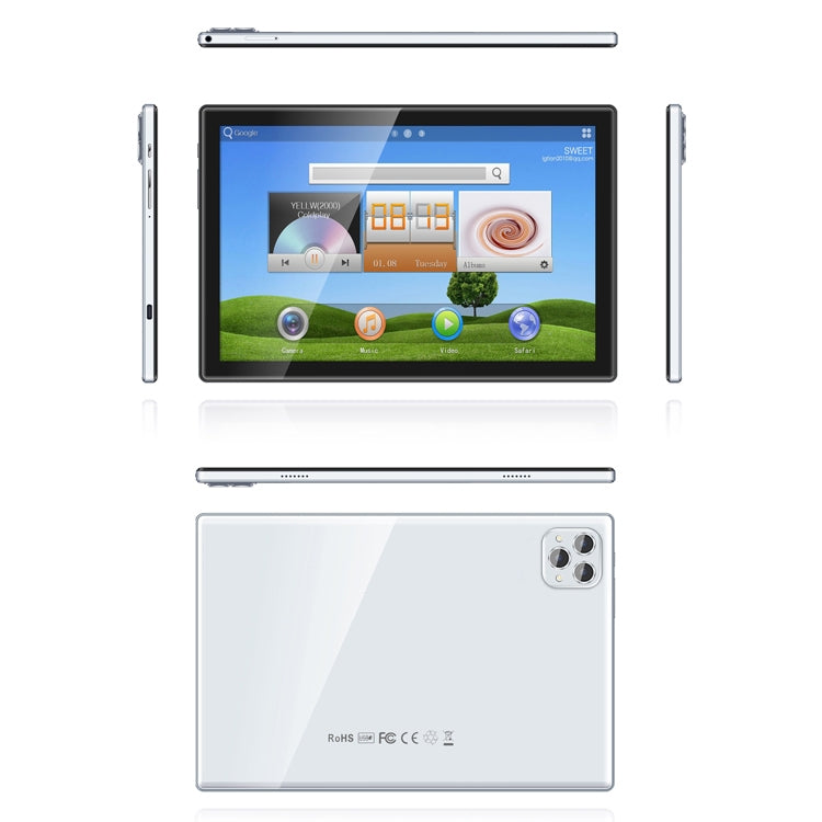 BDF P50 4G LTE Tablet PC, 10.1 inch, 8GB+128GB, Android 12.0 MTK6762 Octa Core, Support Dual SIM & Bluetooth & WiFi, EU Plug(White)