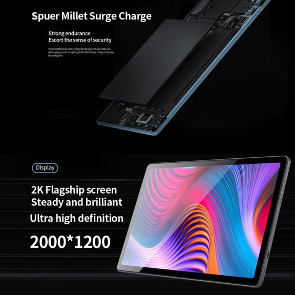 BDF P60 4G LTE Tablet PC, 10.36 inch, 8GB+128GB, Android 11.0 MTK6762 Octa Core, Support Dual SIM & Bluetooth & WiFi, EU Plug(Sky Blue)