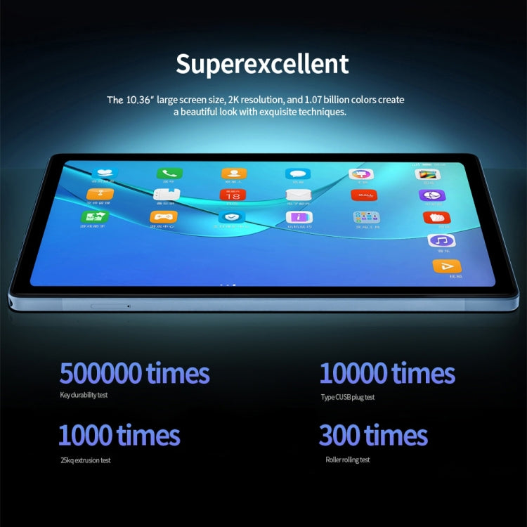 BDF P60 4G LTE Tablet PC, 10.36 inch, 8GB+128GB, Android 11.0 MTK6762 Octa Core, Support Dual SIM & Bluetooth & WiFi, EU Plug(Blue) - free shipping - PMC TechLife - Order now!