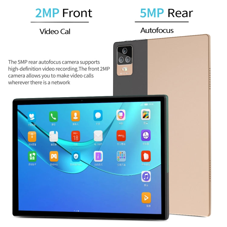 BDF P70 4G LTE Tablet PC, 10.1 inch, 8GB+128GB, Android 12.0 MTK6762 Octa Core, Support Dual SIM & Bluetooth & WiFi, EU Plug(Gold)