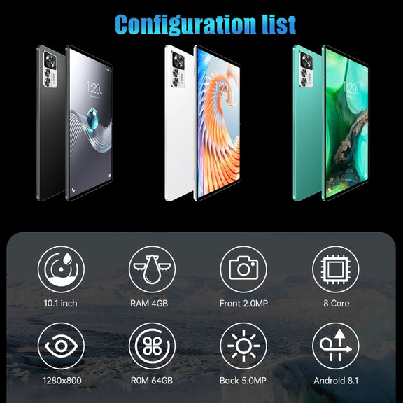 12S Pro 4G LTE Tablet PC, 10.1 inch, 4GB+64GB, Android 8.1  MTK6755 Octa-core 2.0GHz, Support Dual SIM / WiFi / Bluetooth / GPS (Green) - 10.1 inch by PMC TechLife | Online Shopping South Africa | PMC TechLife