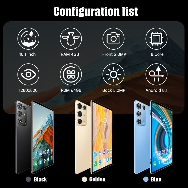 S30 Pro 4G LTE Tablet PC, 10.1 inch, 4GB+64GB, Android 8.1  MTK6755 Octa-core 2.0GHz, Support Dual SIM / WiFi / Bluetooth / GPS(Gold) - 10.1 inch by PMC TechLife | Online Shopping South Africa | PMC TechLife