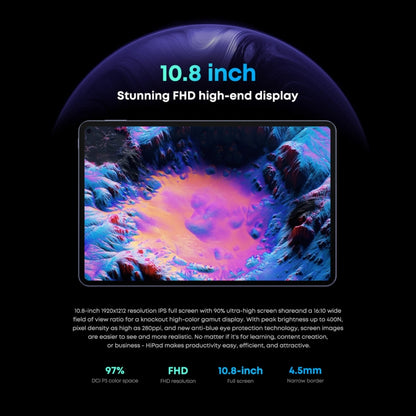 CHUWI HiPad Pro 4G LTE Tablet PC, 10.8 inch, 8GB+128GB, Without Keyboard, Android 11, Qualcomm Snapdragon 662 Octa Core up to 2.0GHz, Support Dual SIM & Bluetooth & WiFi & TF Card (Black+Blue) - free shipping - PMC Jewellery - Order now!