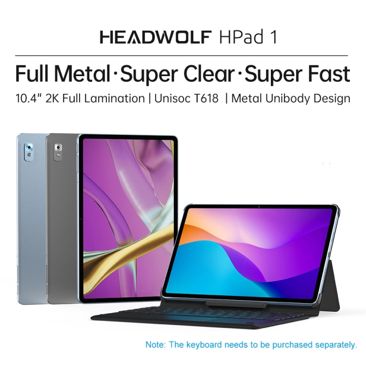 HEADWOLF Hpad1 4G LTE, 10.4 inch, 8GB+128GB, Android 11 Unisoc T618 Octa Core up to 2.0GHz, Support Dual SIM & WiFi & Bluetooth, Global Version with Google Play, US Plug(Grey) - free shipping - PMC Jewellery - Order now!