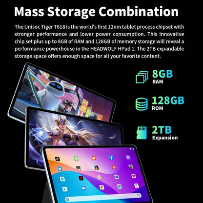 HEADWOLF Hpad1 4G LTE, 10.4 inch, 8GB+128GB, Android 11 Unisoc T618 Octa Core up to 2.0GHz, Support Dual SIM & WiFi & Bluetooth, Global Version with Google Play, US Plug(Grey) - free shipping - PMC Jewellery - Order now!