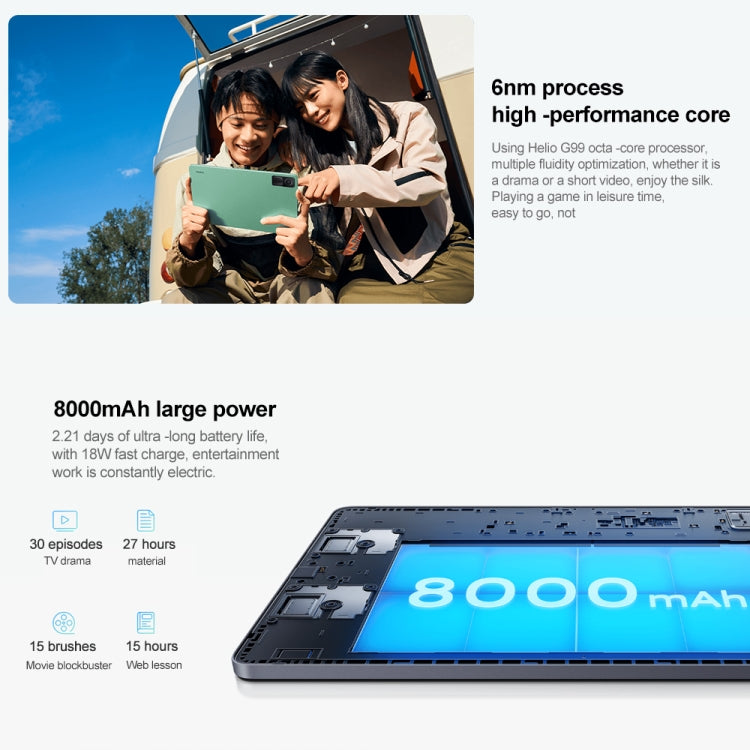 Xiaomi Redmi Pad, 10.6 inch, 4GB+128GB, MIUI Pad 13 OS MediaTek Helio G99 Octa Core up to 2.2GHz, 8000mAh Battery, Support BT WiFi, Not Support Google Play(Silver) - free shipping - PMC TechLife - Order now!