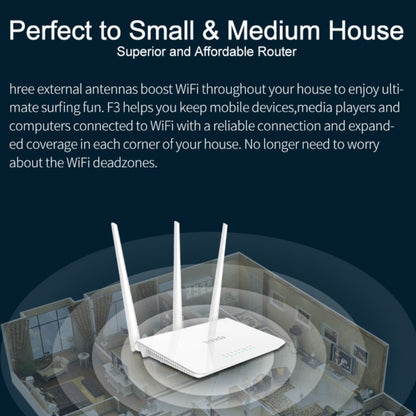 Tenda F3 Wireless 2.4GHz 300Mbps WiFi Router with 3*5dBi External Antennas(White) - free shipping - PMC Jewellery - Order now!