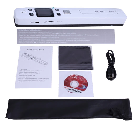 iScan02 WiFi Double Roller Mobile Document Portable Handheld Scanner with LED Display,  Support 1050DPI  / 600DPI  / 300DPI  / PDF / JPG / TF(White)