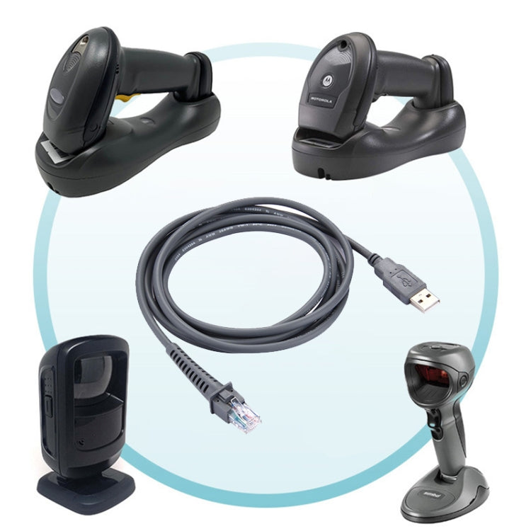 2m USB A Male to RJ45 Scanner Serial Data Cable for Symbol LS2208 / 2208AP / LS4278(Grey)