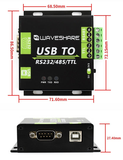 Waveshare USB TO RS232 / RS485 / TTL Industrial Isolated Converter - free shipping - PMC Jewellery - Order now!