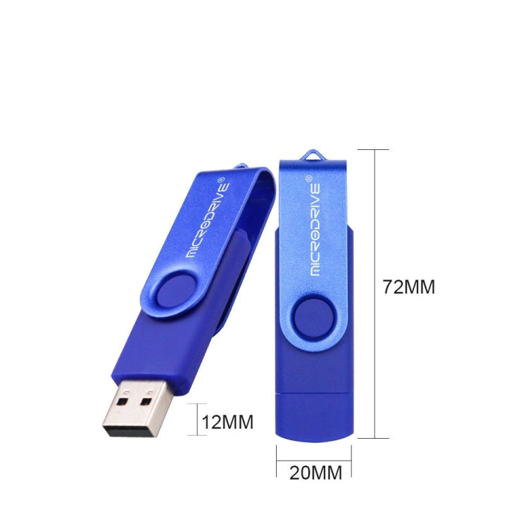 MicroDrive 64GB USB 2.0 Phone and Computer Dual-use Rotary OTG Metal U Disk (Blue) - free shipping - PMC TechLife - Order now!