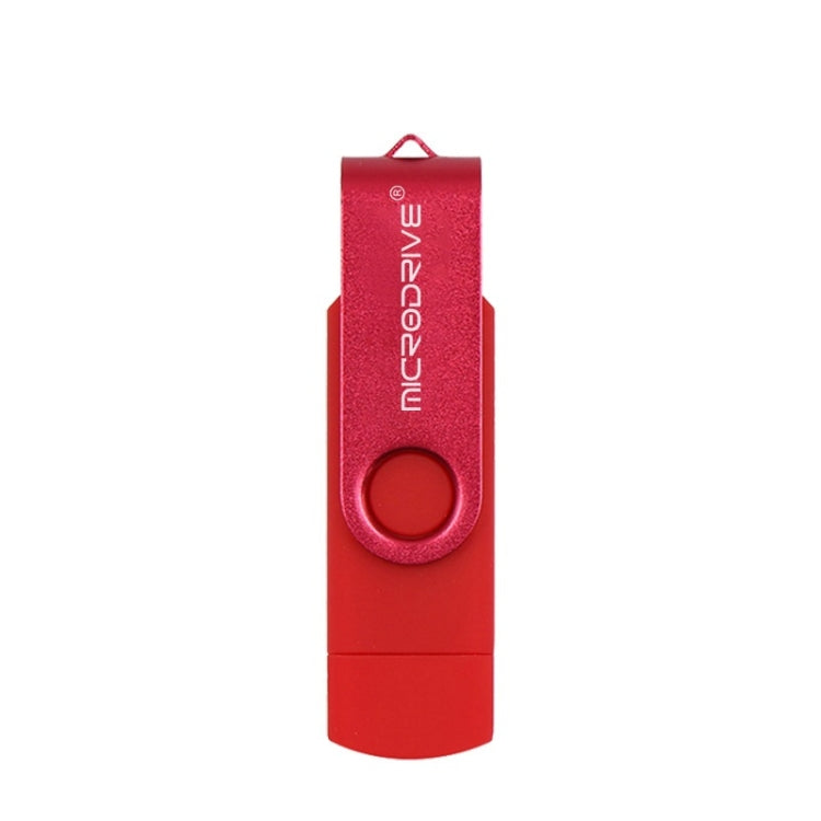 MicroDrive 32GB USB 2.0 Mobile Computer Dual-use Rotating OTG Metal U Disk (Red) - USB Flash Drives by MicroDrive | Online Shopping South Africa | PMC TechLife | Buy Now Pay Later Mobicred
