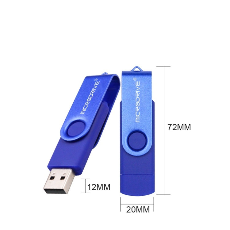 MicroDrive 32GB USB 2.0 Mobile Computer Dual-use Rotating OTG Metal U Disk (Red) - USB Flash Drives by MicroDrive | Online Shopping South Africa | PMC TechLife | Buy Now Pay Later Mobicred