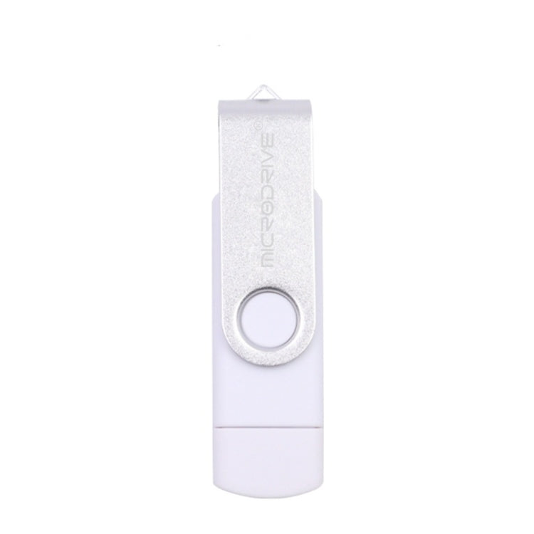 MicroDrive 32GB USB 2.0 Mobile Computer Dual-use Rotating OTG Metal U Disk (White) - USB Flash Drives by MicroDrive | Online Shopping South Africa | PMC TechLife | Buy Now Pay Later Mobicred