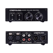 LINEPAUDIO A977 2 In 2 Out Switcher Full-balance Passive Preamp Active Speaker Double Sound Source Volume Controller (Black)
