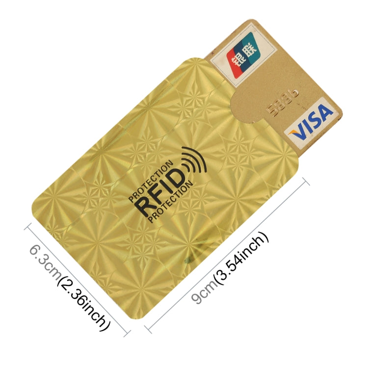 100pcs Aluminum Foil RFID Blocking Credit Card ID Bank Card Case Card Holder Cover, Size: 9 x 6.3cm(Golden Snowflake)